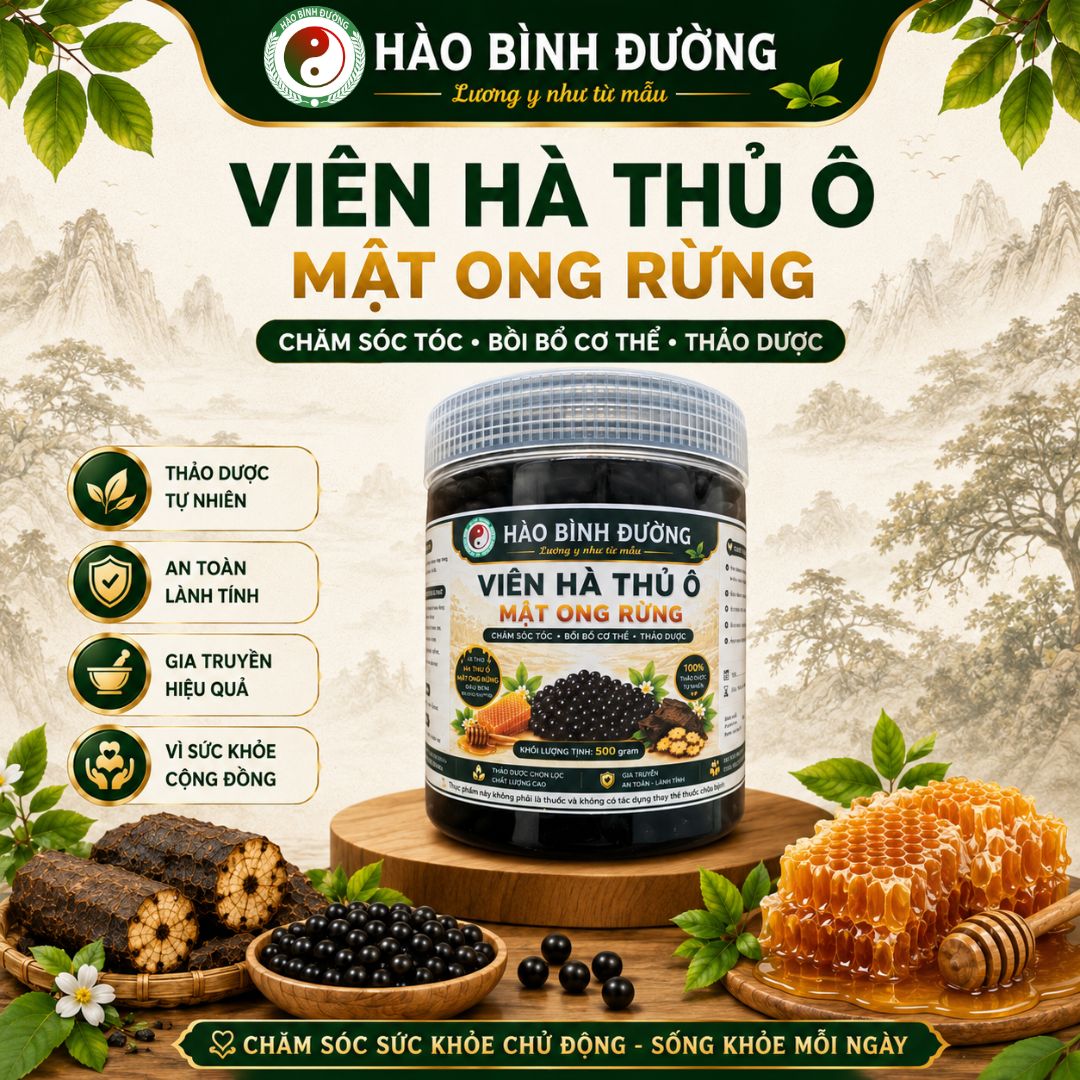 ✅ [CHÍNH HÃNG] HÀO BÌNH ĐƯỜNG Viên Hà Thủ Ô Rừng Thảo Dược Tự Nhiên - Hỗ Trợ Bồi Bổ Cơ Thể, Chăm Sóc Tóc, Dễ Sử Dụng