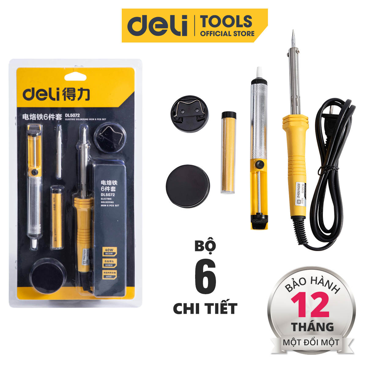Bộ Mỏ Hàn Điện Deli 6 Chi Tiết Chính Hãng Chất Lượng Cao - Sử Dụng Đa Năng, Tiện Ích - DL5072