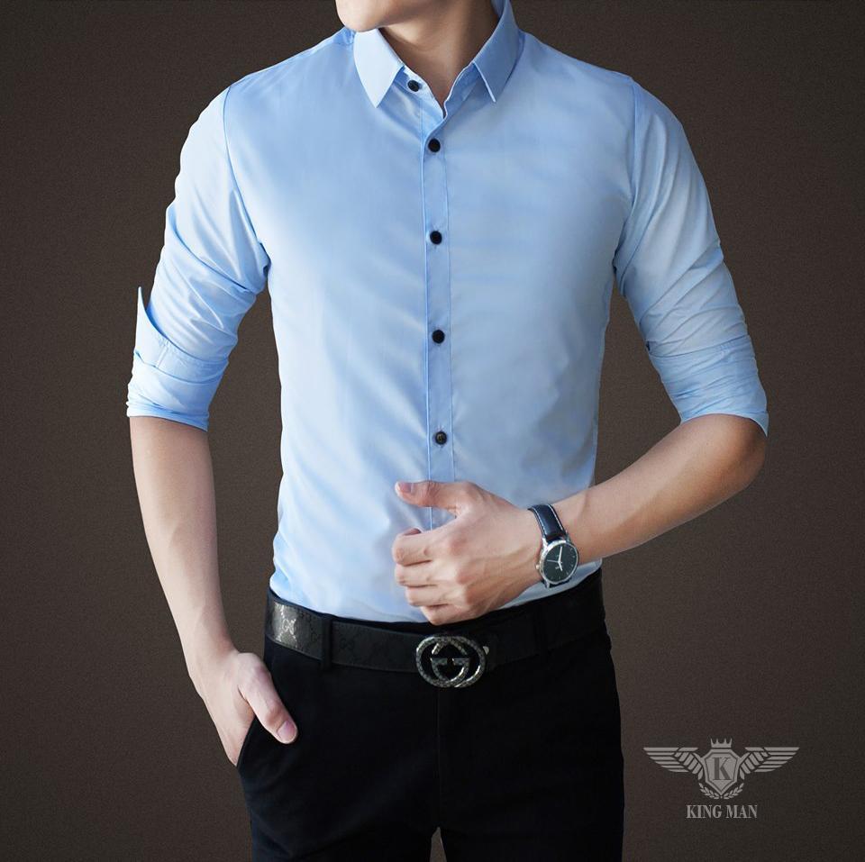 Sơ mi lụa trơn, không nhăn