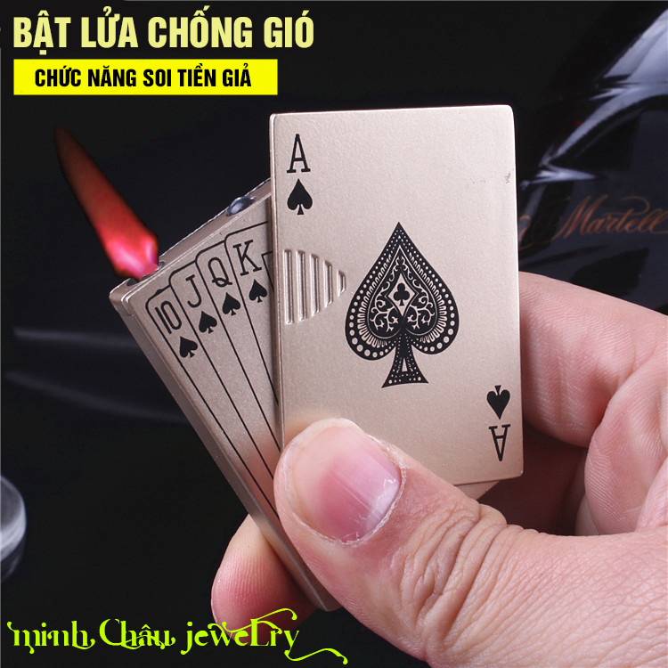 Bật lửa chống gió cao cấp hình bộ bài, hộp quẹt cá tính siêu ngầu