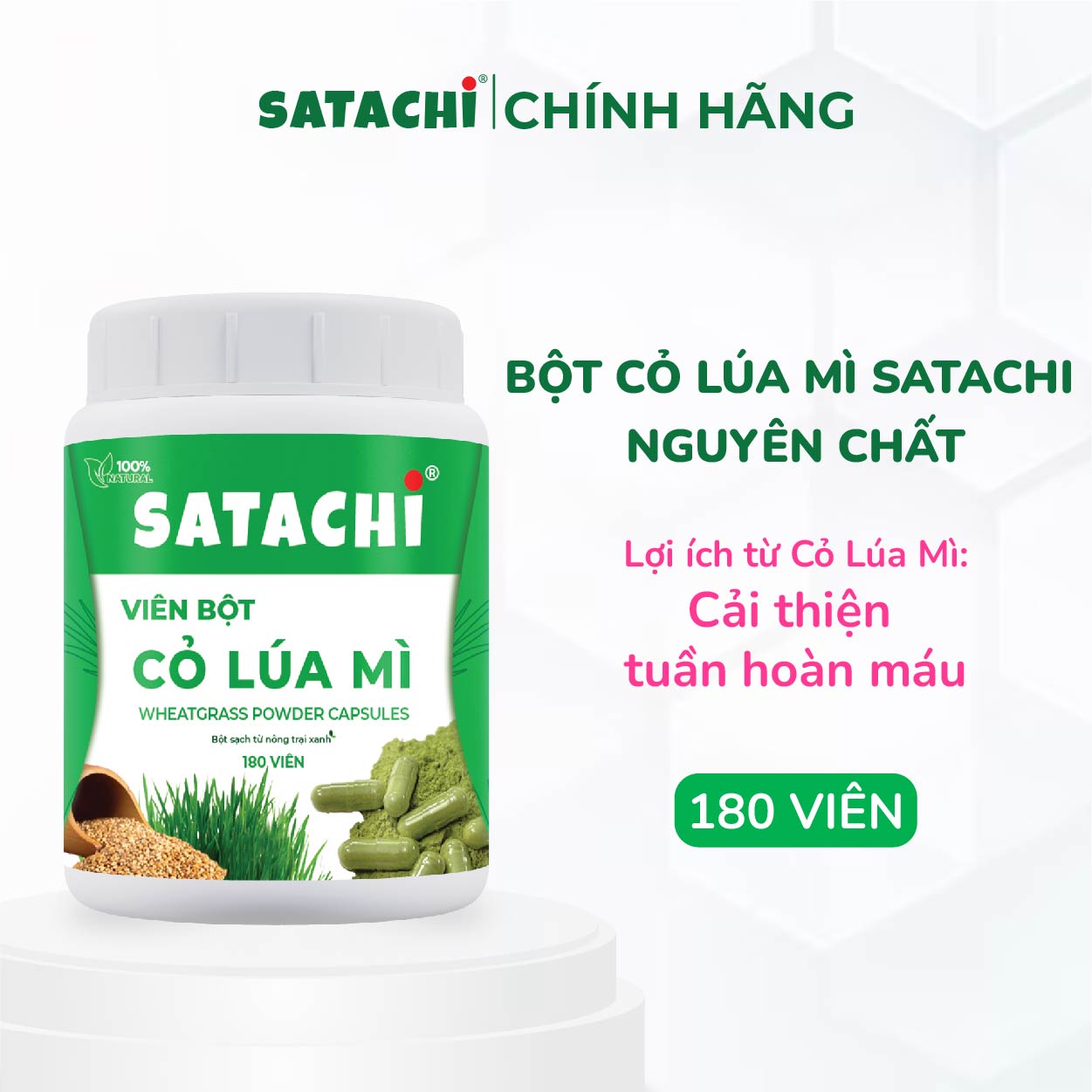 Viên Bột Cỏ Lúa Mì nguyên chất - Hộp 180 viên