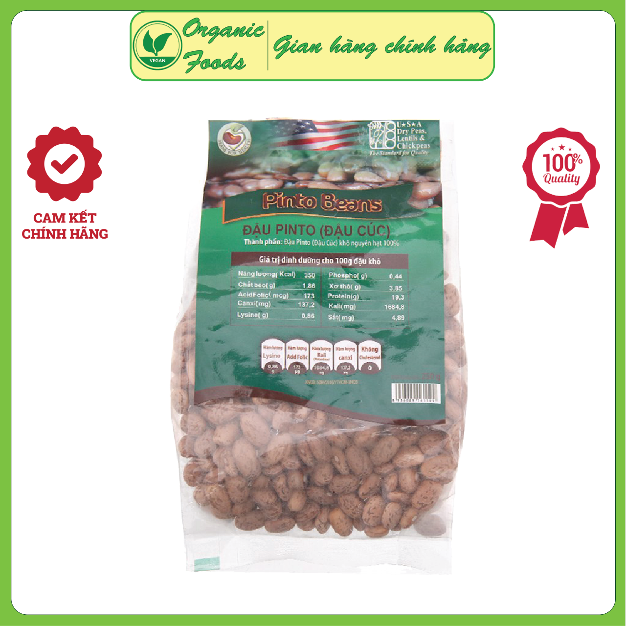 [Date 19/1/2023] Đậu Cúc Hữu Cơ tốt cho giảm cân KETO - Nhập khẩu Mỹ - 250gr - Organic Pinto Beans