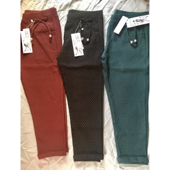 Quần cotton chấm bi 9 tấc