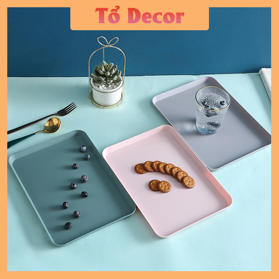 Khay nhựa đựng đồ ăn, khay chữ nhật đựng trái cây decor bàn ăn