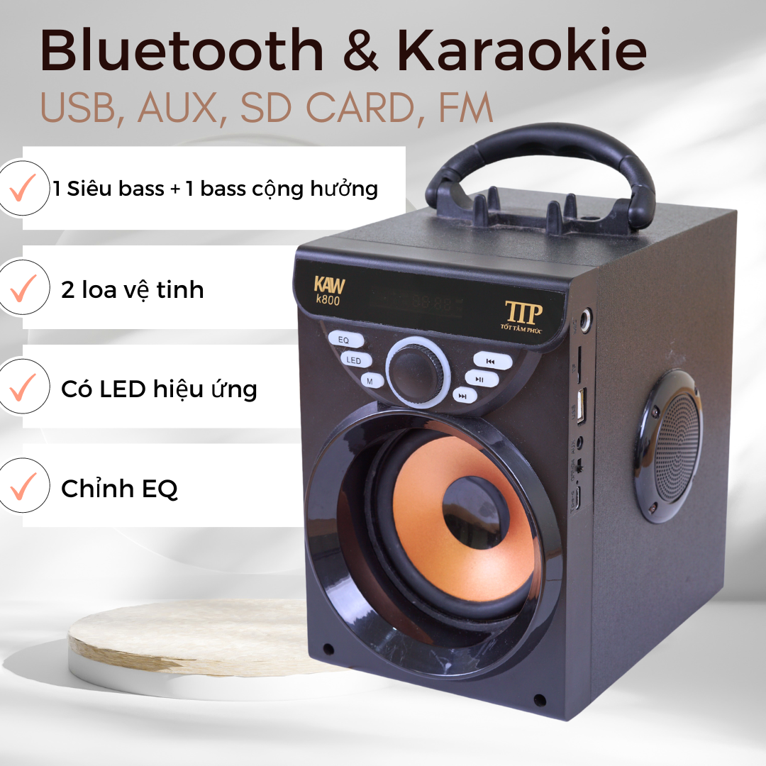 Loa bluetooth A800, Loa xách tay mini có đèn led công suất lớn âm thanh