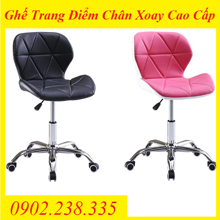 Ghế Trang Điểm Chân Xoay Bọc Da Cao Cấp, Ghế Makeup Đa Năng - Ghế Xoay Makeup Thiết Kế Mới