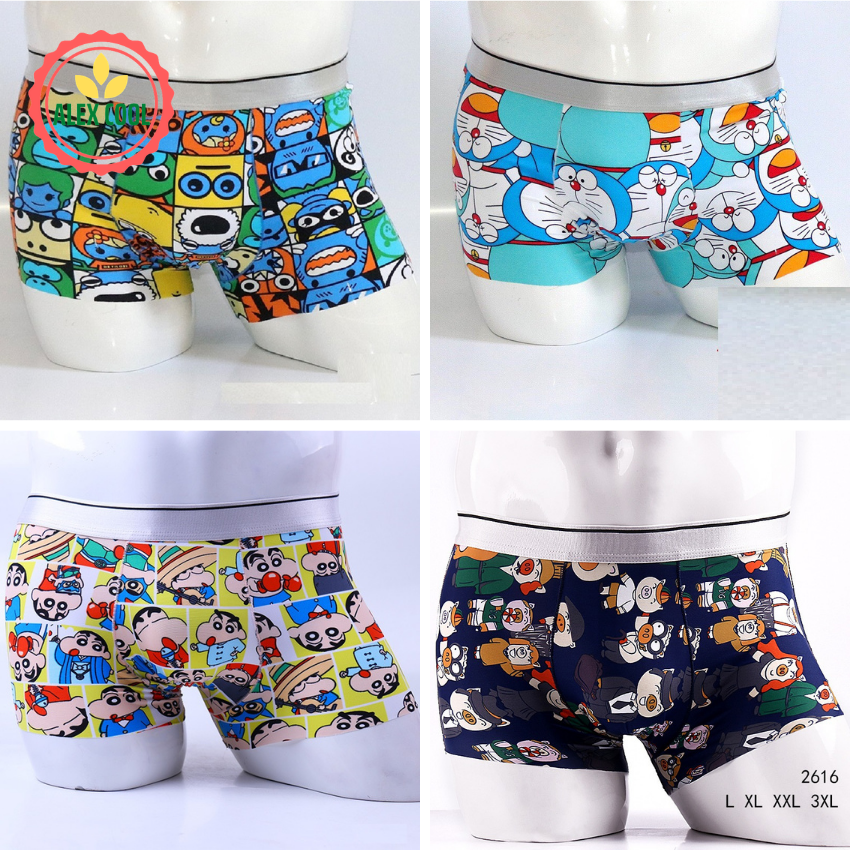 [Hoàn Tiền 15%] Combo 4 quần sịp đùi quần lót nam thun lạnh Doremon hàng hiệu SIÊU NHẸ, cao cấp xin sexy, hình trơn, doremon đẹp hình độc, alex cool. B