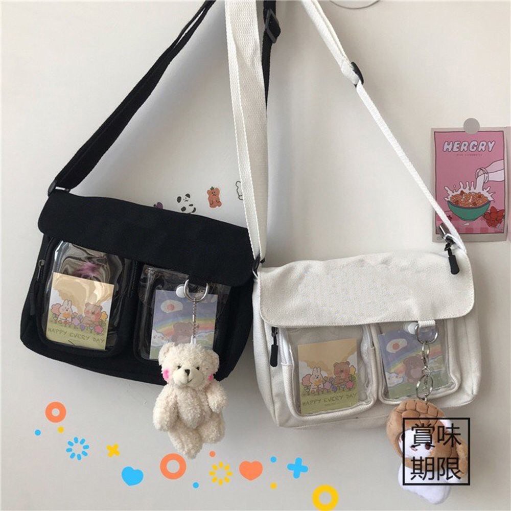 Túi Đeo Chéo Canvas Cỡ Lớn Thời Trang Hàn Quốc Học Sinh Sinh Viên Đi Học , Đi Chơi-HAZIN Thời Trang Unisex