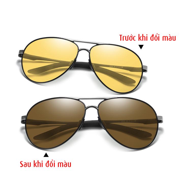 Mắt kính nam tròng polarized đổi màu đi ngày và đêm chống tia UV400, gọng nhôm magie nhẹ tặng kèm hộp và khăn lau kính - MK1912