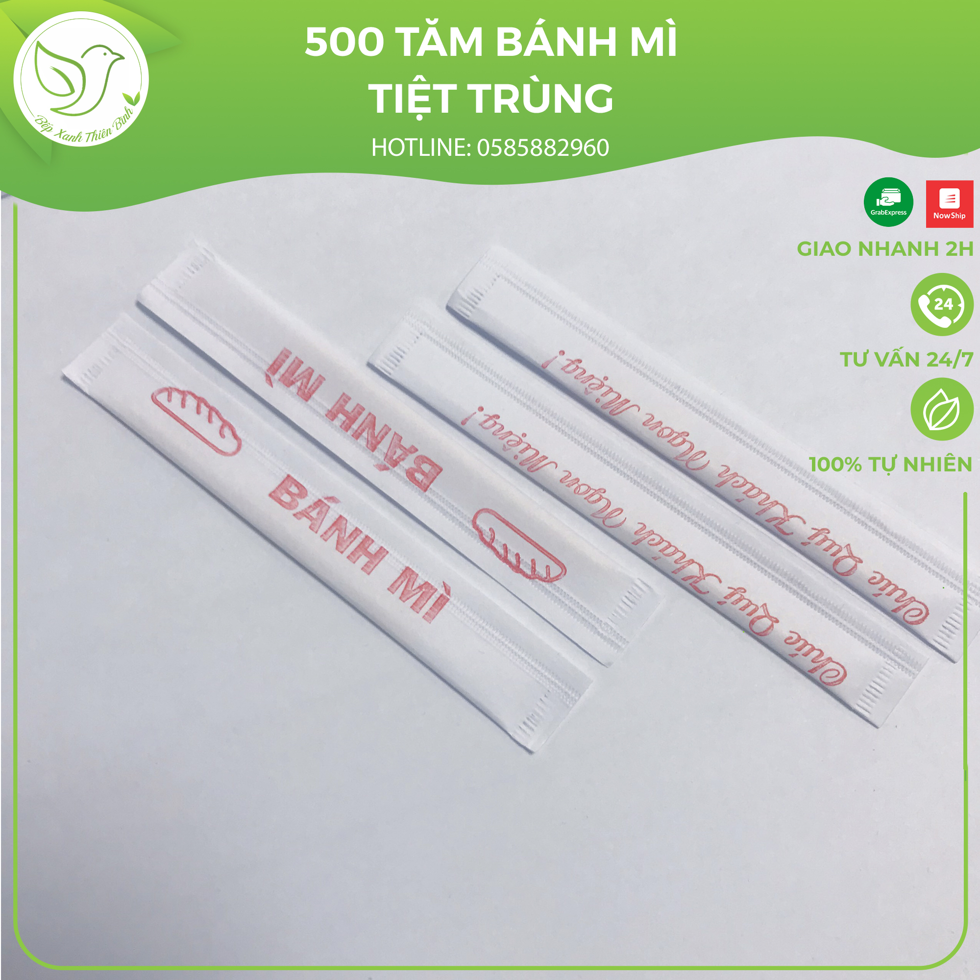 500 Tăm xỉa răng, tăm tre tiệt trùng Bánh mì có bao giấy - Bepxanhthienbinh
