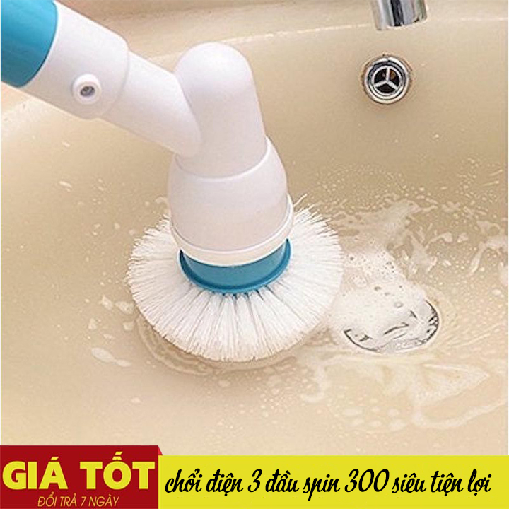 Thiết Bị Vệ Sinh Phòng Tắm Nhà Bếp, Chổi Điện Thông Minh Đa Năng, Chổi Điện Đa Năng Chà Vết Bẩn 360 Độ, Tặng Kèm 3 Đầu Chổi Khác Nhau Cọ Sạch Vết Bẩn Cứng Đầu