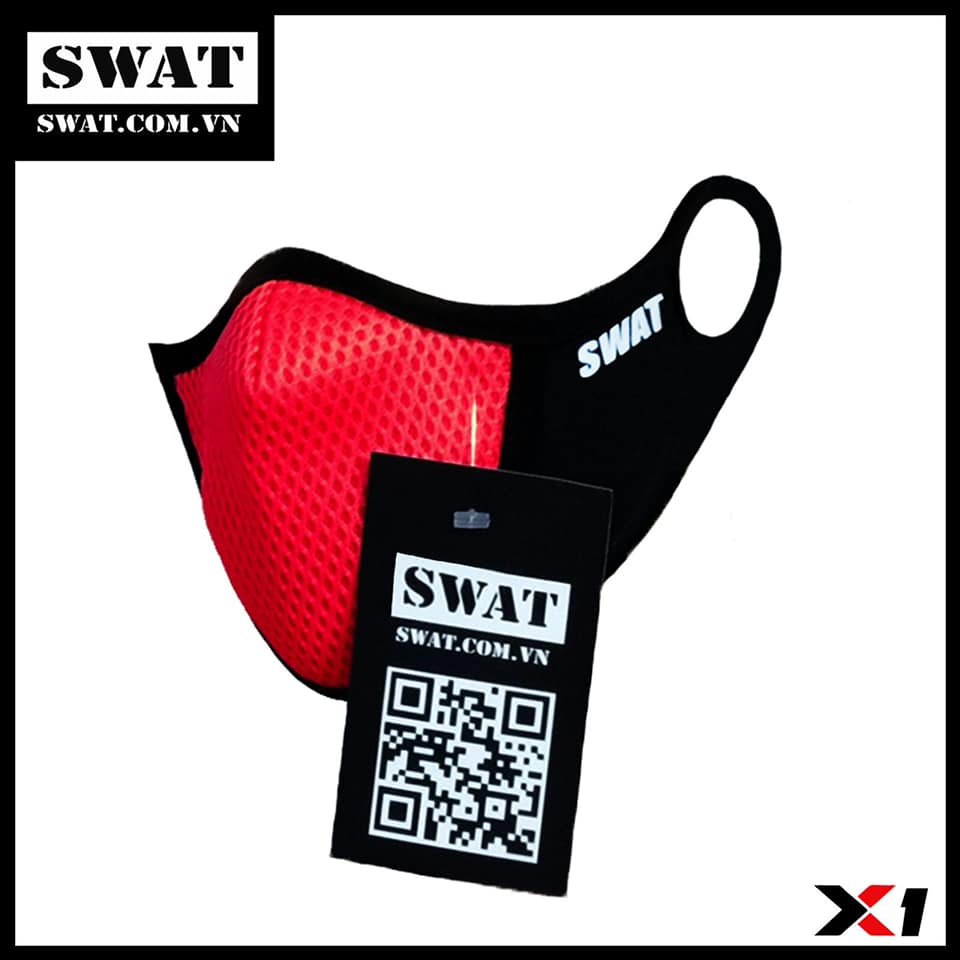 Khăn phượt phối lưới SWAT X1 đen đỏ,hàng chính hãng