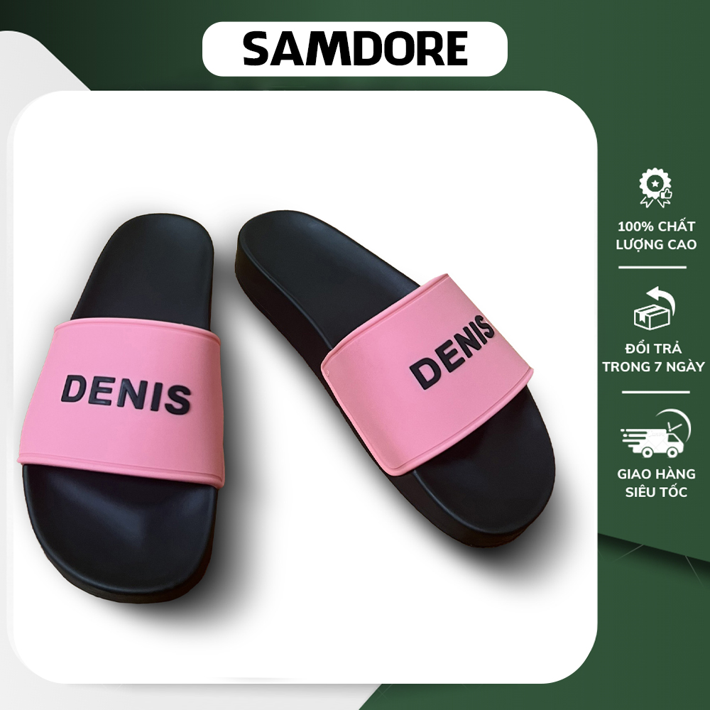 Dép quai ngang nam nữ Denis (chữ nhỏ) Unisex Slipper ,Đế Pu,quai in nổi siêu bền,DÉP êm