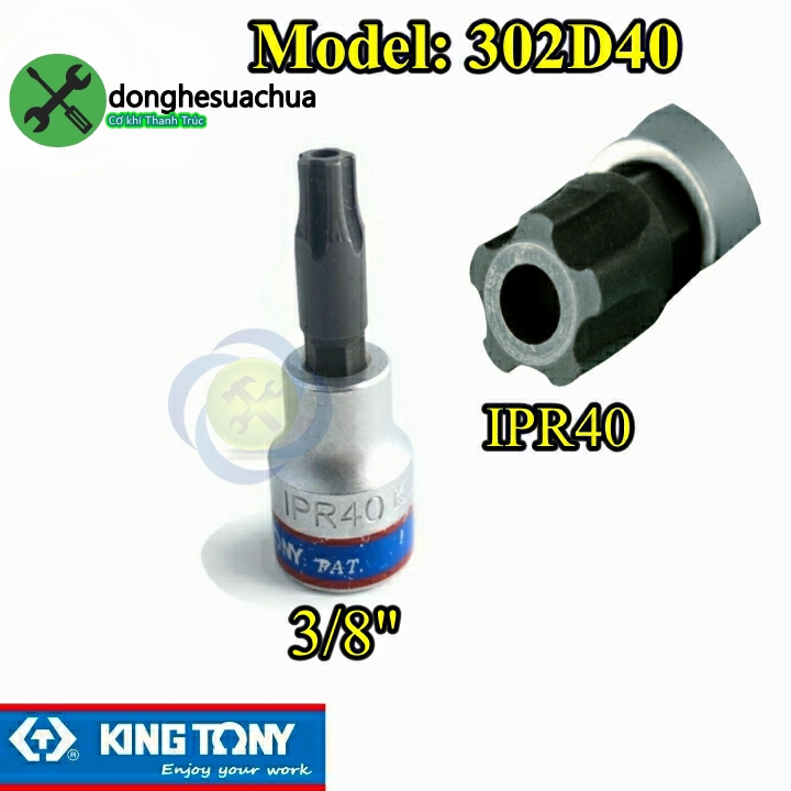 Đầu tuýp sao 5 cạnh có lỗ 38 size ipr40 kingtony 302d40