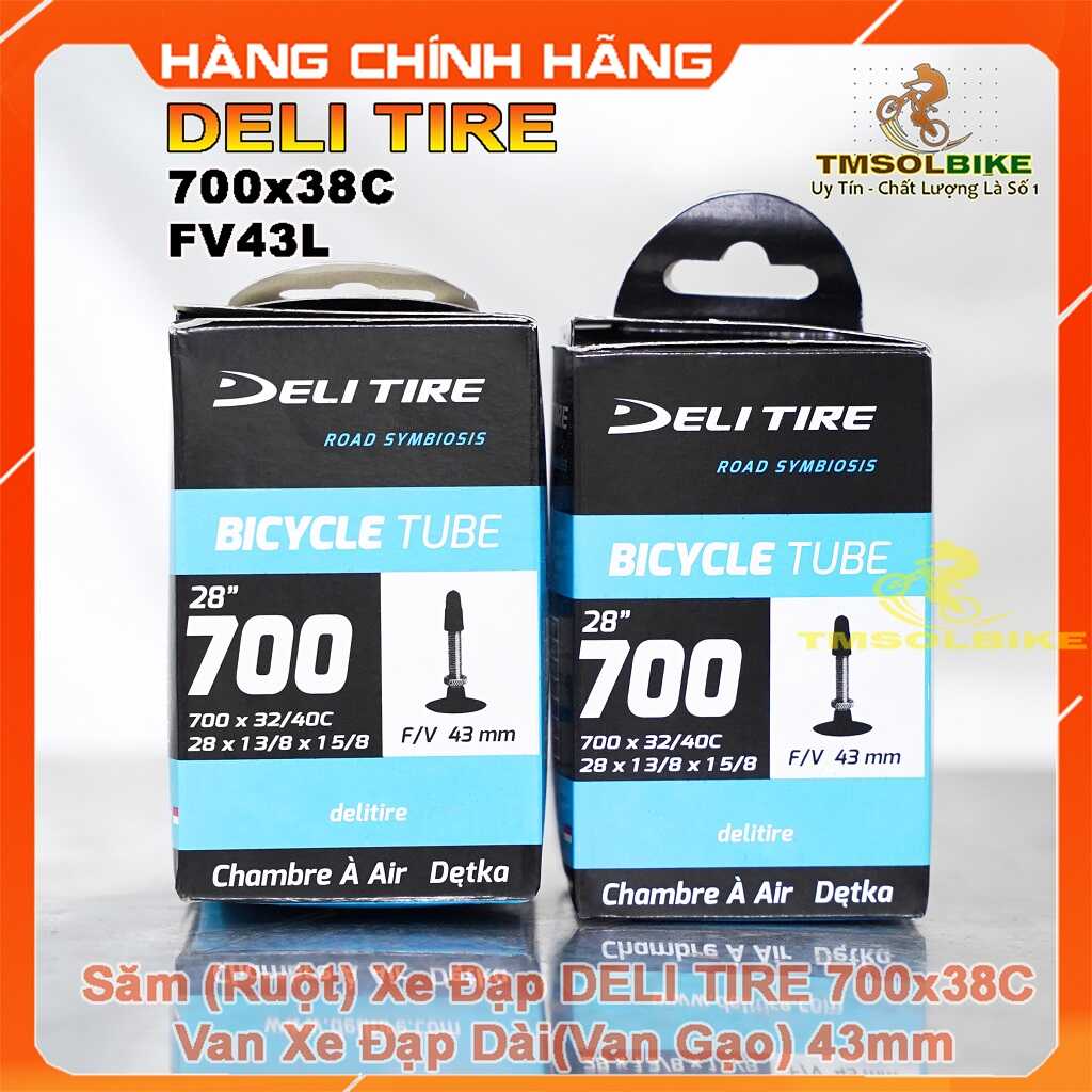 Ruột xe đạp 700x38c fv43mm deli tire săm xe đạp 700x38c fv43mm van gạo xe đạp dài 43mm