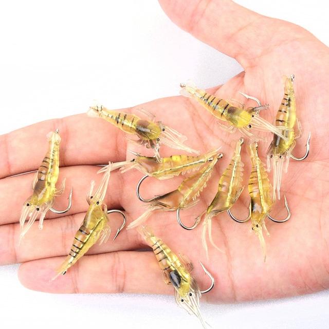 5 mồi tôm giả có lưỡi câu lure môi câu cá , mồi giả câu lure mồi câu ul - sanami fishing