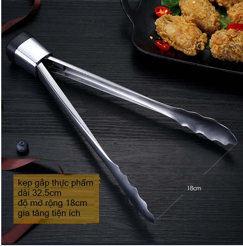 KẸP INOX 304  GẮP THỰC PHẨM CHIÊN NƯỚNG DÀI 32,5cm & 26,5 cm --TRỢ THỦ ĐẮC LỰC CHO ĐẦU BẾP.