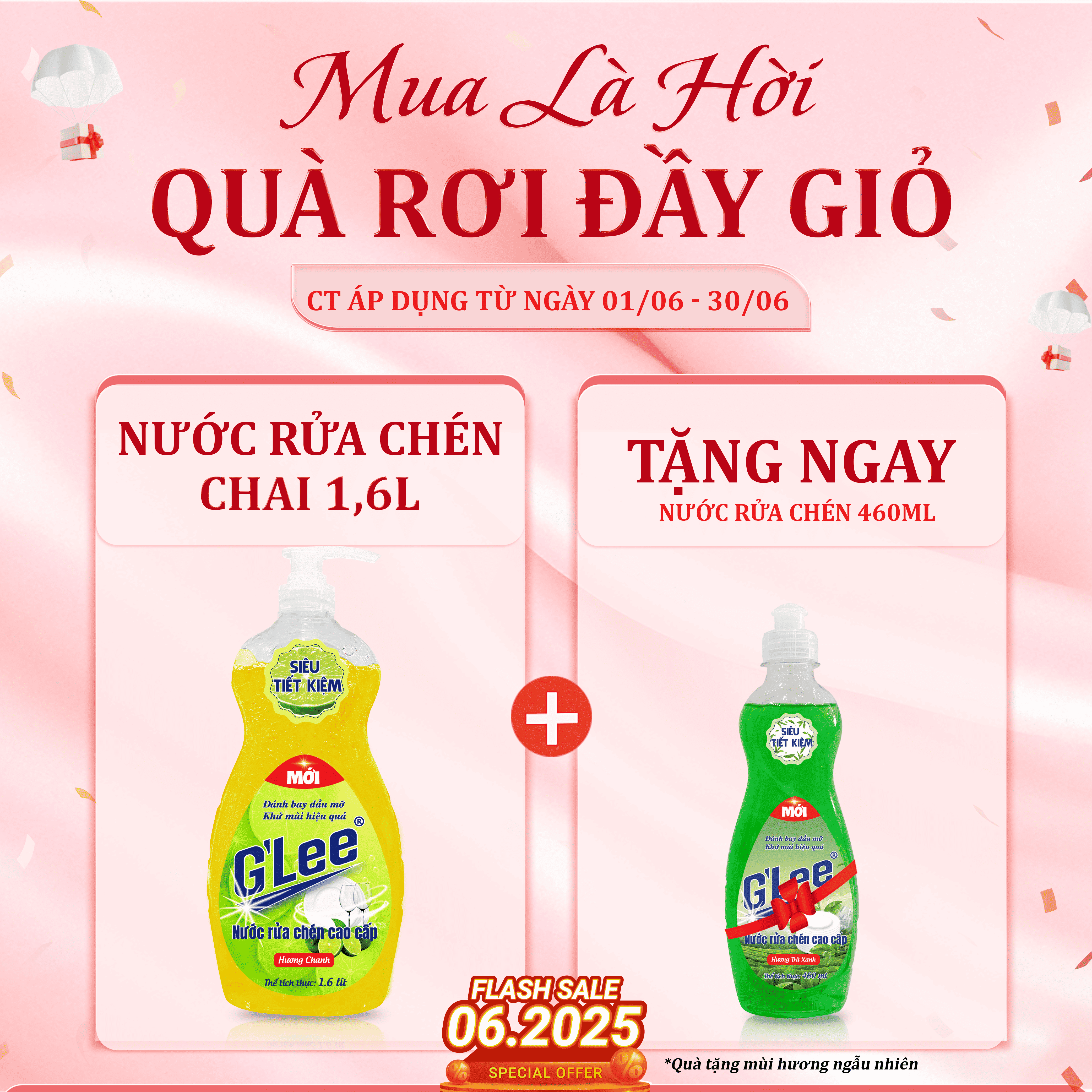 Combo Nước Rửa Chén 1.6L + Tặng 460ml (Hương Ngẫu Nhiên) - 1
