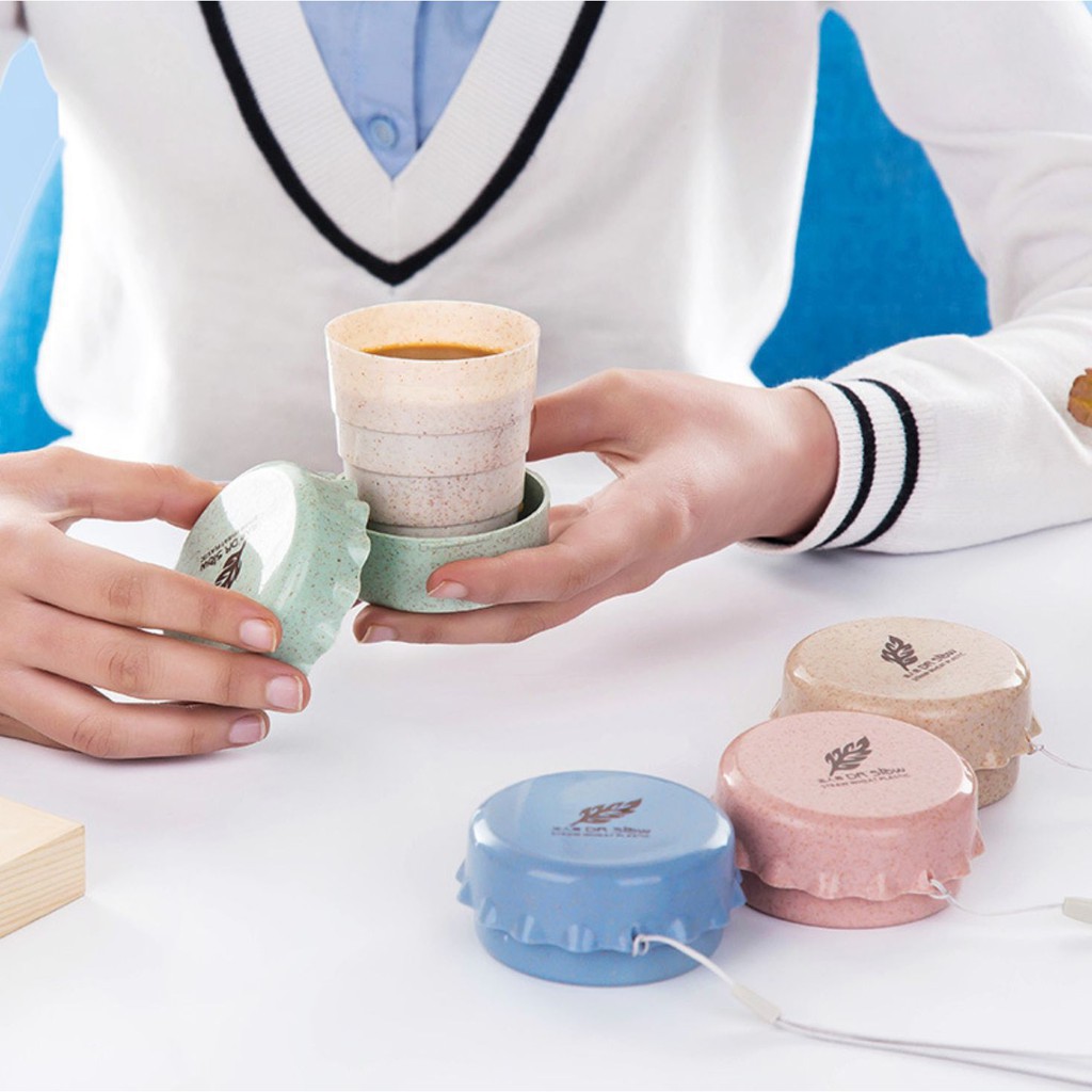 Ly cốc uống nước lúa mạch xếp gọn tiện dụng - ly lúa mạch uống nước xếp gọn