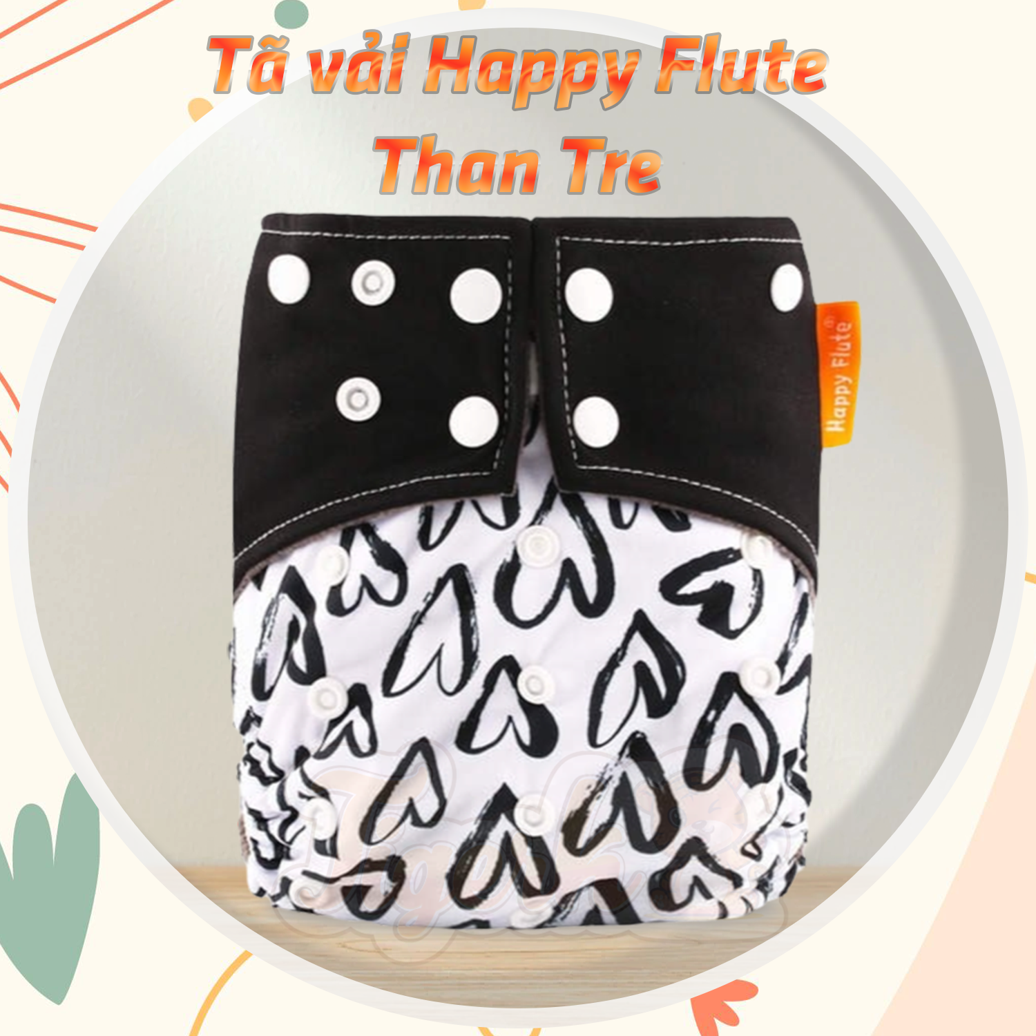 Bỉm Tã vải Happy Flute Than tre kháng khuẩn 2 rãnh chống tràn dành cho bé từ 3 - 15kg - 8