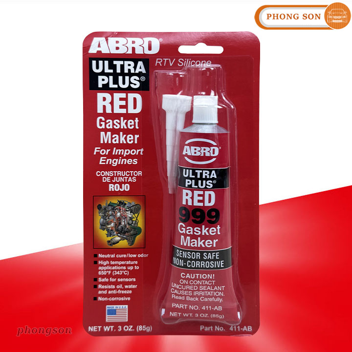 Keo dán gioăng máy màu đỏ chịu nhiệt Red 999 Gasket Maker Abro RTV Silicone
