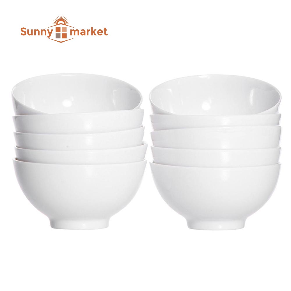Bộ 10 chén sứ trắng trơn size 11cm, bộ 10 bát ăn cơm, combo 10 chén ăn cơm
