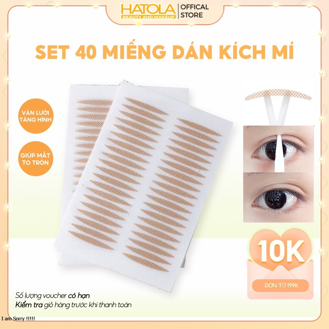 Miếng dán kích mí trong suốt vân lưới set 40 miếng dán tạo mí ren giúp đôi mắt to tròn tự nhiên dễ sử dụng không lộ có sẵn keo - DKM