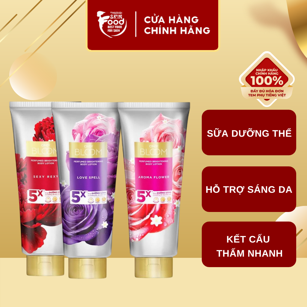 Sữa Dưỡng Thể Cindy Bloom Hỗ Trợ Sáng Da Hương Nước Hoa 300g ThegioiSkinfood