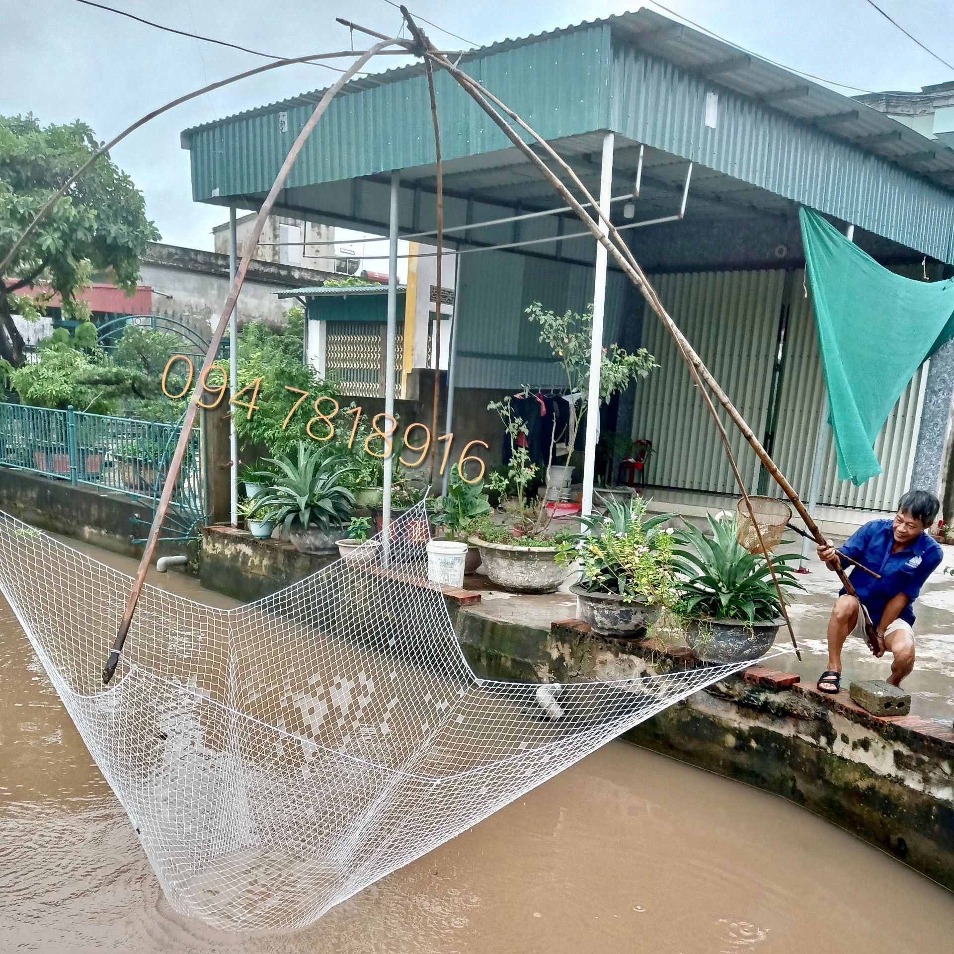 Vó bắt cá vó kéo cá đan thủ công