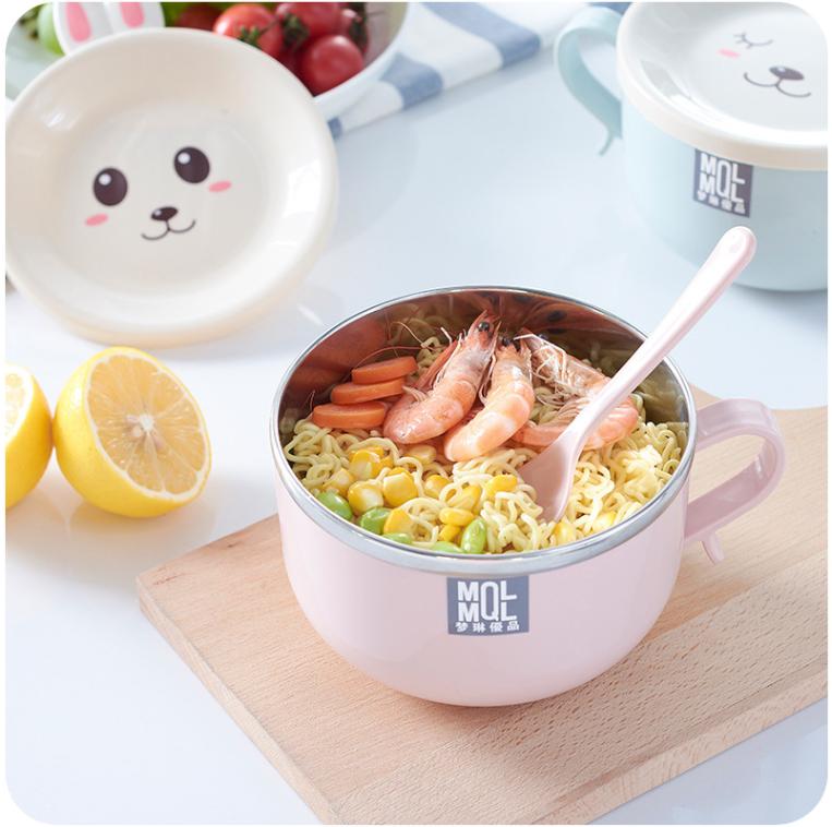 Ca ăn mỳ 02 lớp tráng Inox MQL có nắp