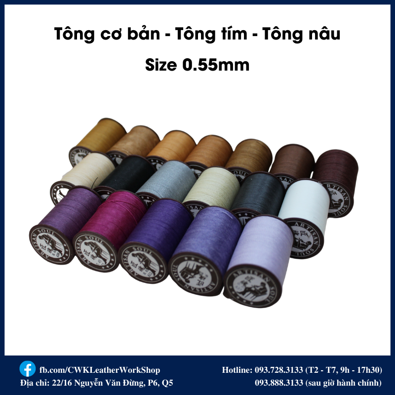 Chỉ sáp Artisan Soul size 0.55mm chuyên may đồ da, thắt vòng tay Macrame