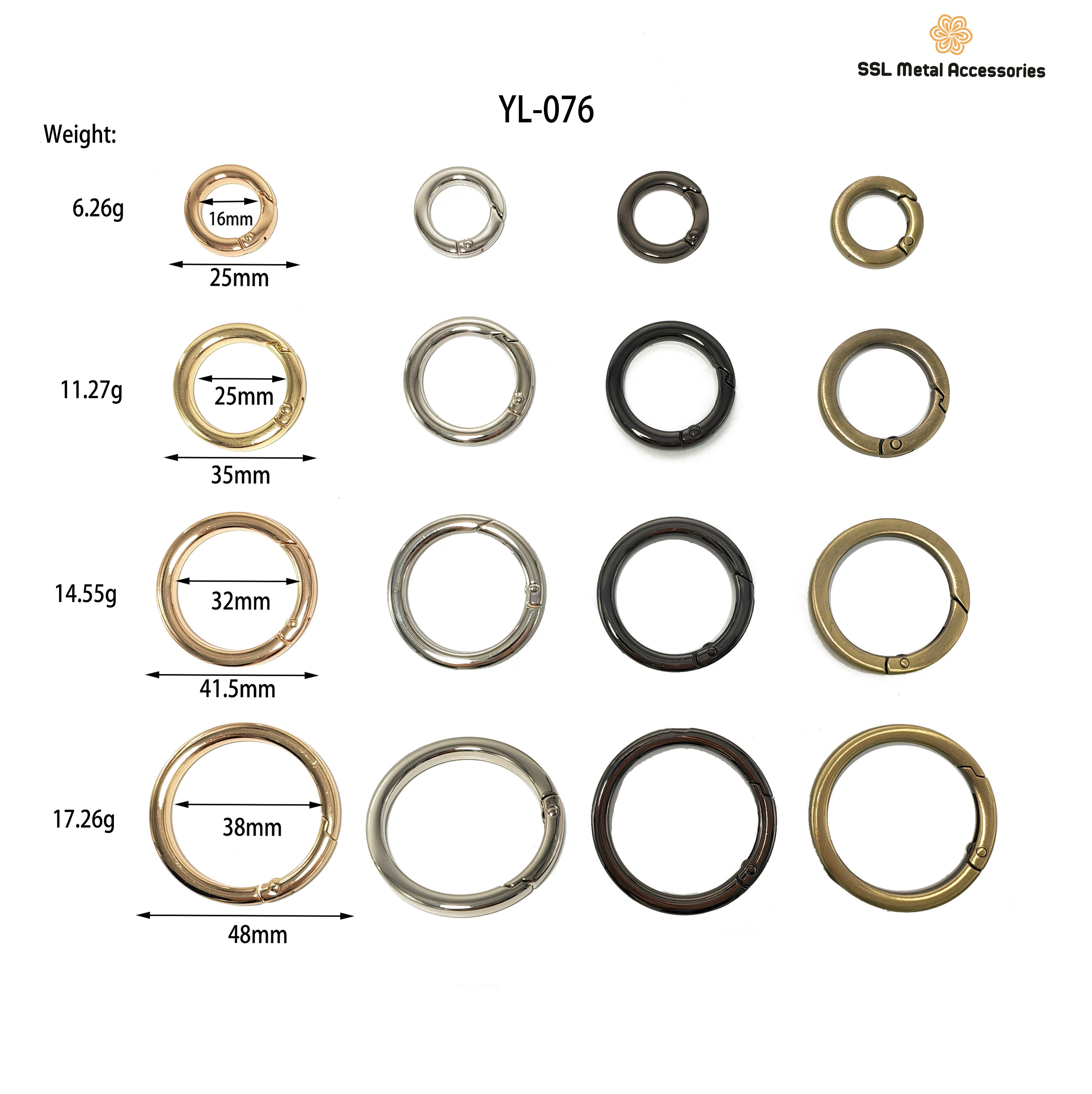 Khoen đồng cao cấp thời trang mới nhiều kích thước cho phụ kiện móc khóa YL-076 16mm/25mm/32mm/38mm