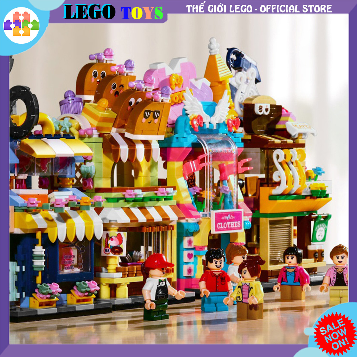 LEGO XẾP HÌNH CITY CÁC CỬA HÀNG DI ĐỘNG CỠ LỚN: TIỆM BÁNH, TIỆM CẮT TÓC, TIỆM GIẶT VỚI HƠN 302 MẢNH GHÉP