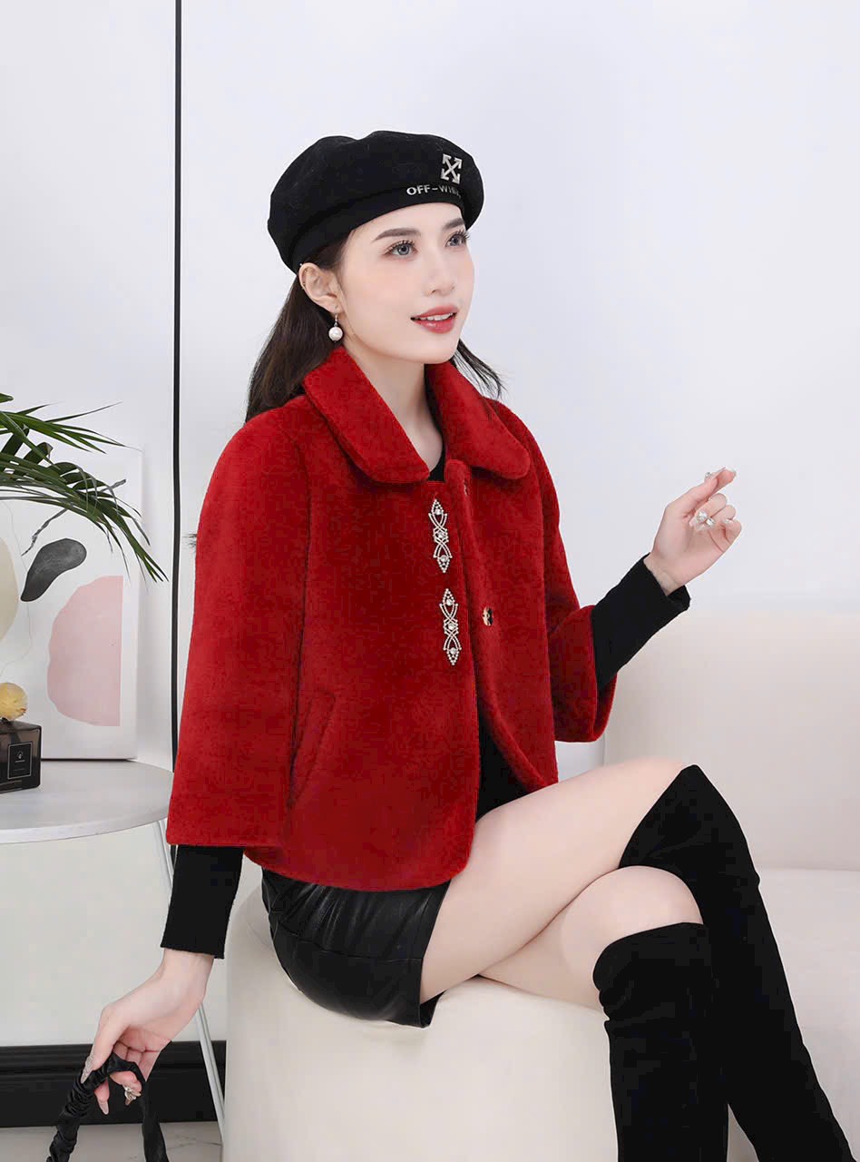 Áo khoác dạ lông chuẩn hàng QC dáng ngắn dày dặn phong cách mới thời trang thu đông
