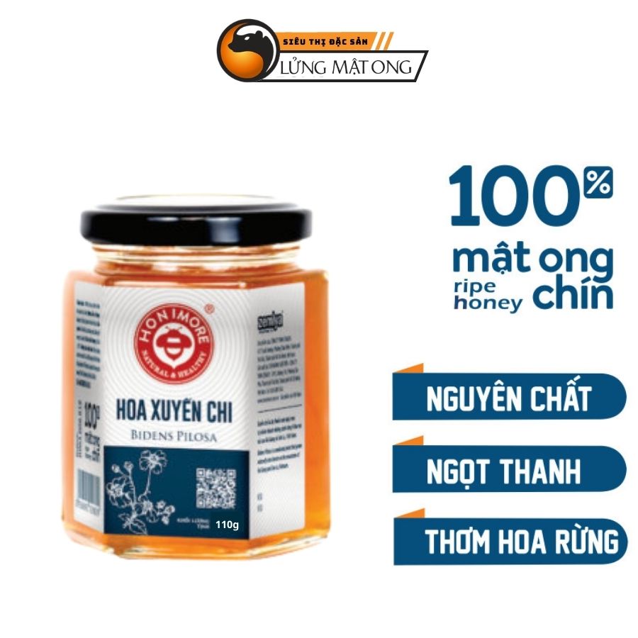 Mật ong chín Honimore Hoa Xuyến Chi hũ 110g - Mật ong rừng nguyên chất giúp tăng cường sức đề kháng, hỗ trợ cải thiện ho, khàn tiếng, đau dạ dày, bồi bổ sức khỏe - Date mới nhất - Hàng chính hãng từ công ty - Tốt cho sức khoẻ