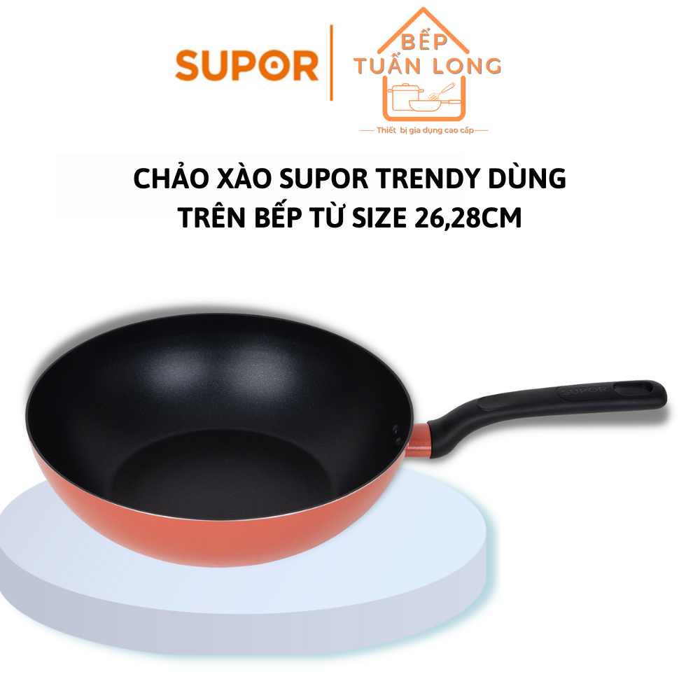 Chảo chiên xào supor trendy h22104 dùng trên cả bếp từ sâu lòng size 24,26, 28cm