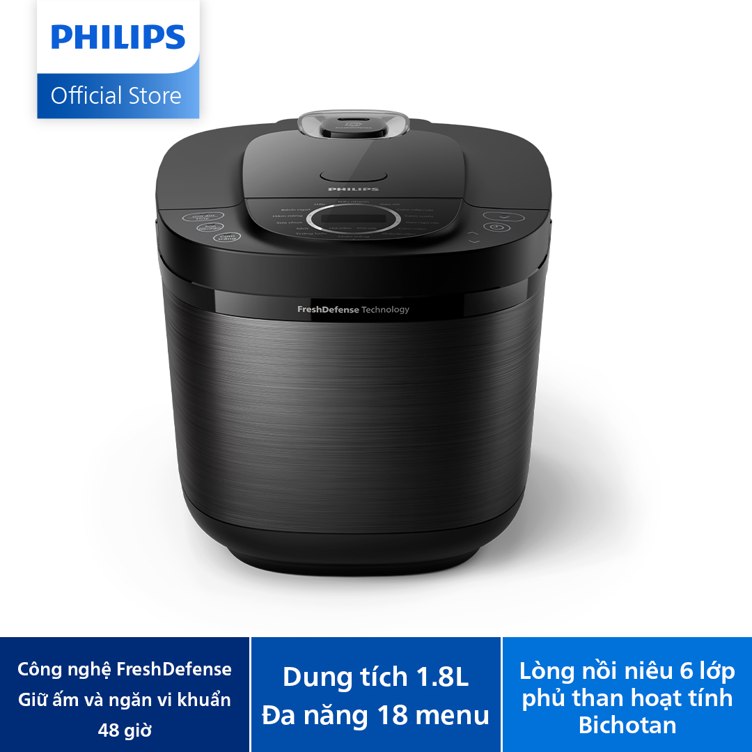   DEAL RẺ CHẠM SÀN MUA LÀ CÓ QUÀ  SỐ LƯỢNG CÓ HẠN  Nồi Cơm Điện Tử Philips HD4814 31 - Màu Đen -  1.8L - Công nghệ FreshDefense làm nóng 3D- Hàng Chính Hãng 