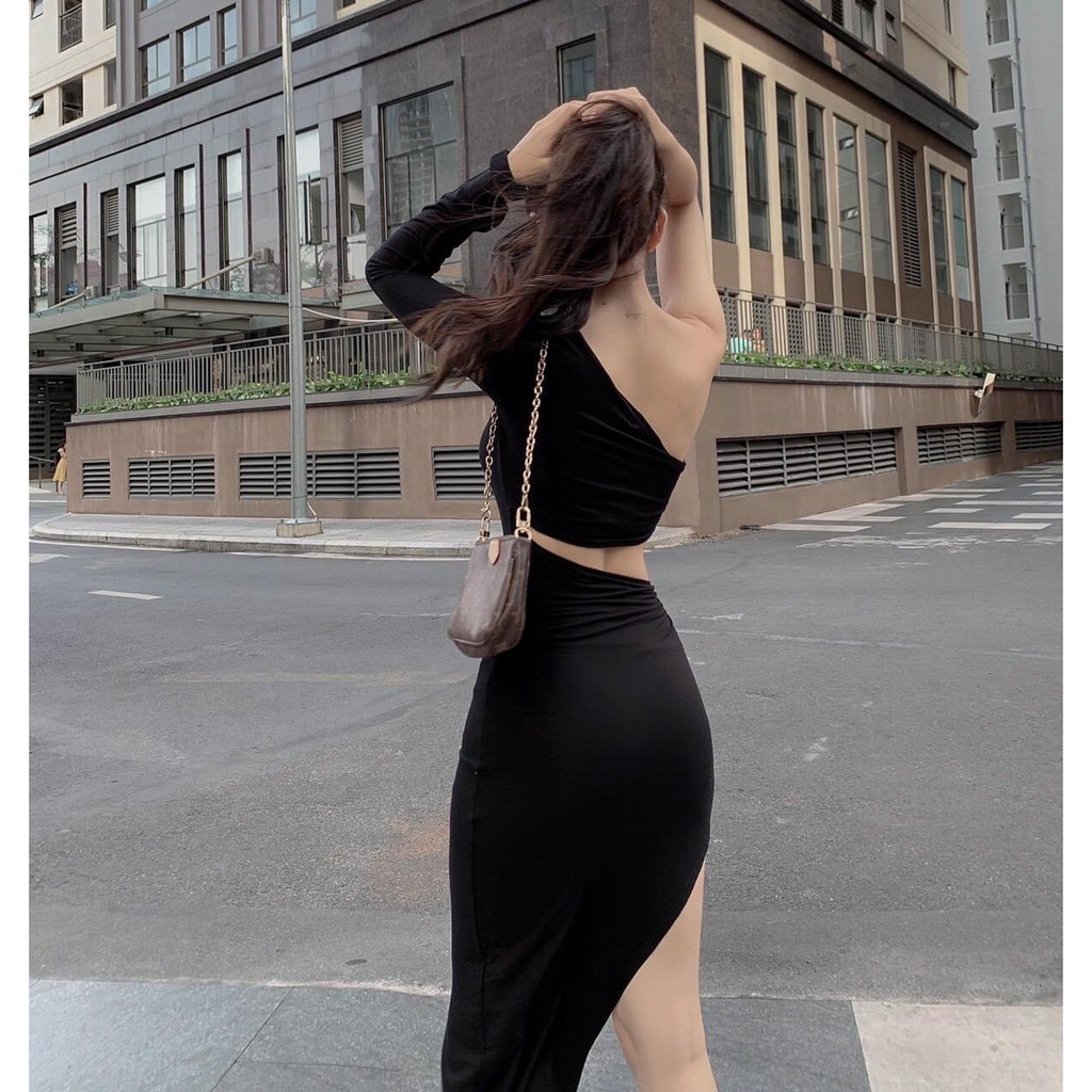 Đầm body khoét eo lệch tà tôn dáng xinh sang