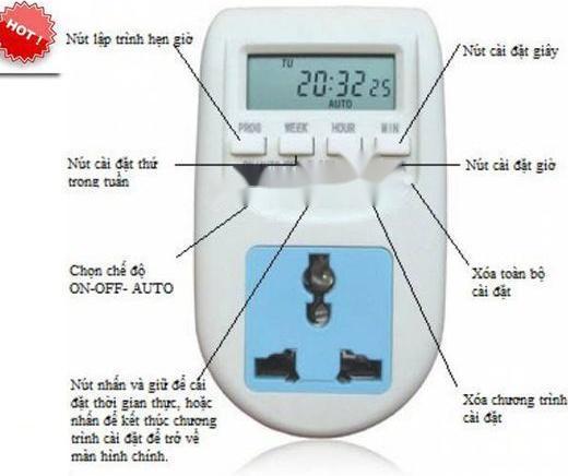 Ổ cắm hẹn giờ bật tắt tự động Digital Timer AL-06 220v 10A hàng cao cấp