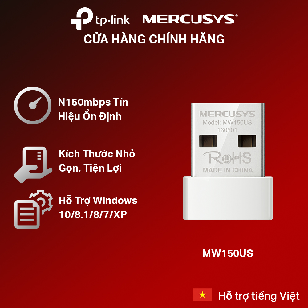 Bộ chuyển đổi usb wifi nano mercusys mw150us n150