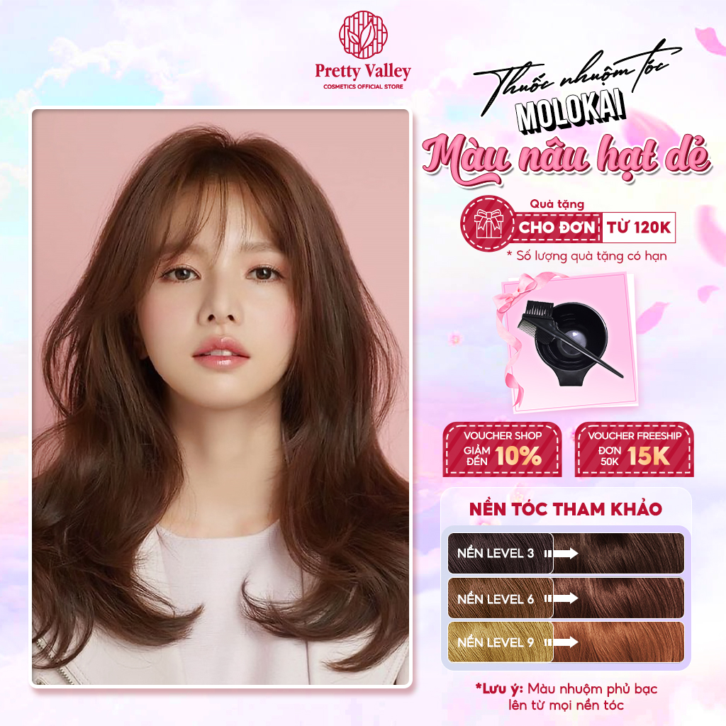 Thuốc nhuộm tóc màu NÂU HẠT DẺ Molokai siêu dưỡng, nhuộm tóc an toàn tại nhà lên màu chuẩn  - Pretty Valley Hair