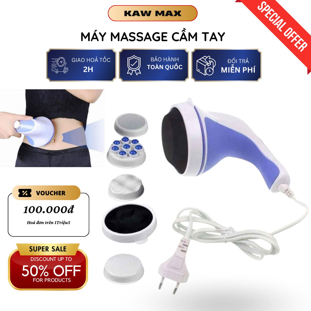  Máy massage cầm tay  máy massage toàn thân gồm 5 đầu đánh tan mỡ bụng giảm đau mỏi vai gáy 