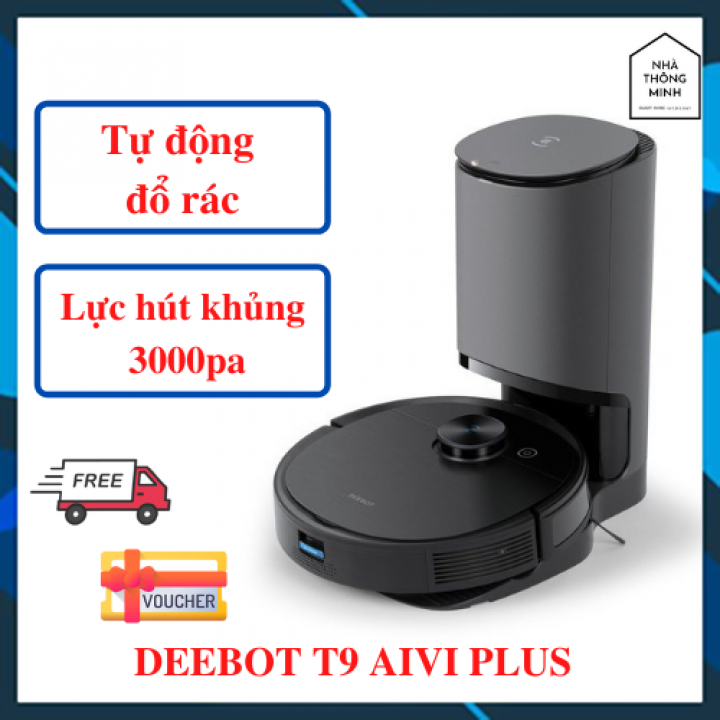 Robot hút bụi lau nhà ecovacs deebot t9 aivi plus - robot thông minh có thùng rác tự động đổ rác