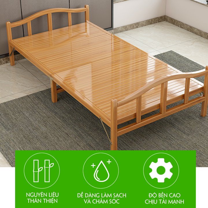 Giường tre thông minh , giường tre gấp gọn tiện lợi { chống mối mọt - thân thiện với người dùng }  KT : 100*195cm( Màu Vàng , Màu Nâu )