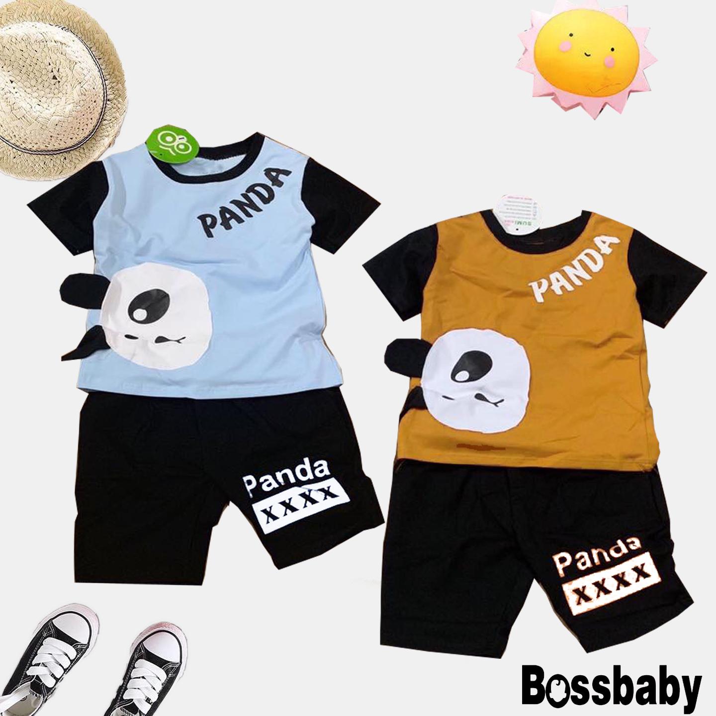 Sét 2 quần áo cho bé trai .bộ đồ trẻ em .đồ bộ bé trai túi gấu trắng phối tay theo màu quần cho bé từ 6kg-26kg.