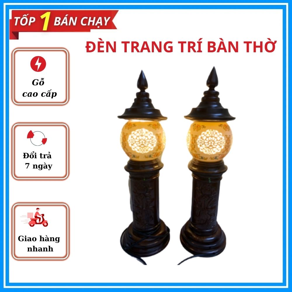 Bộ đèn trang trí bàn thờ gỗ gụ cắm điện,đẹp ,sang trọng ,cao cấp