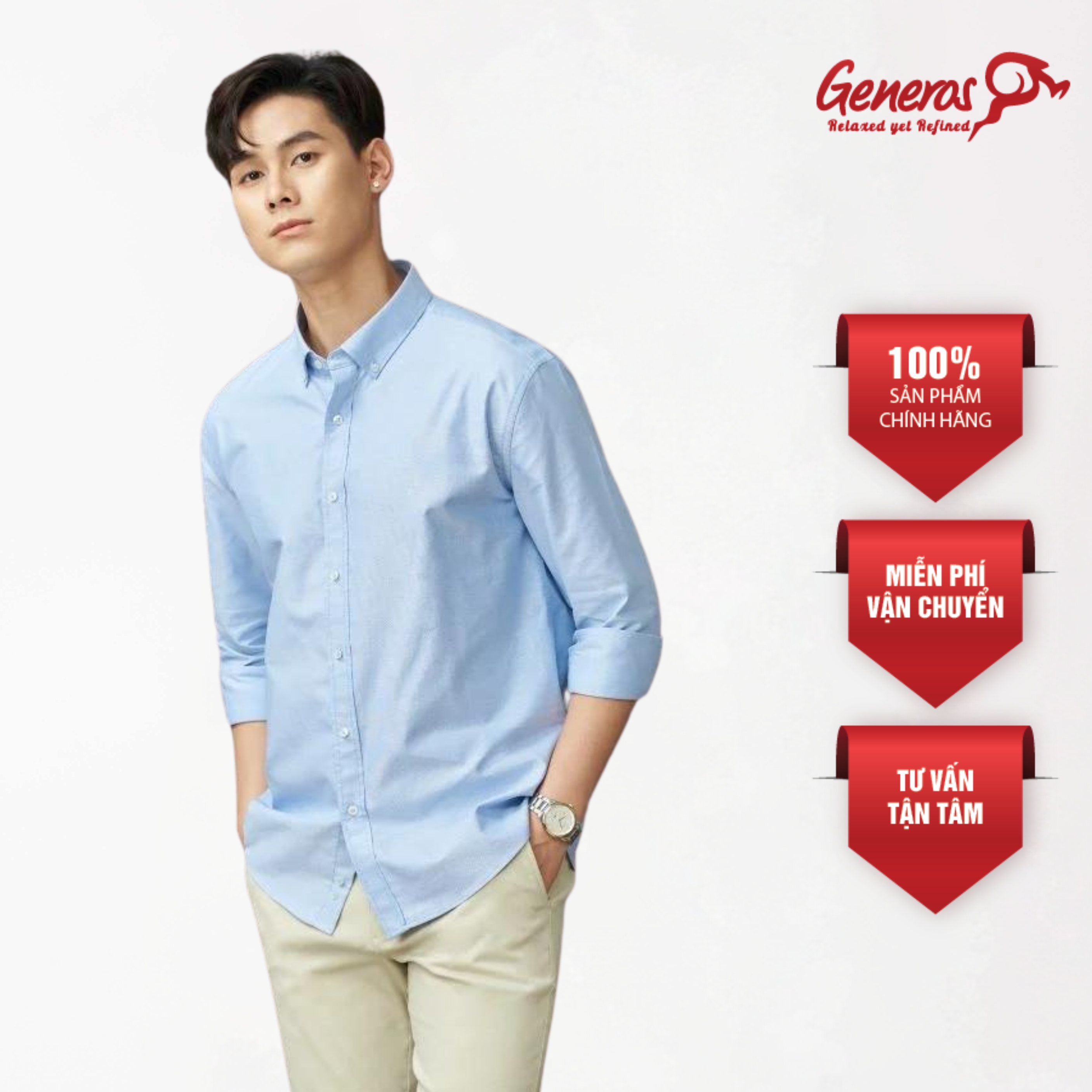 Áo sơ mi nam cotton generos regular 010123044mf