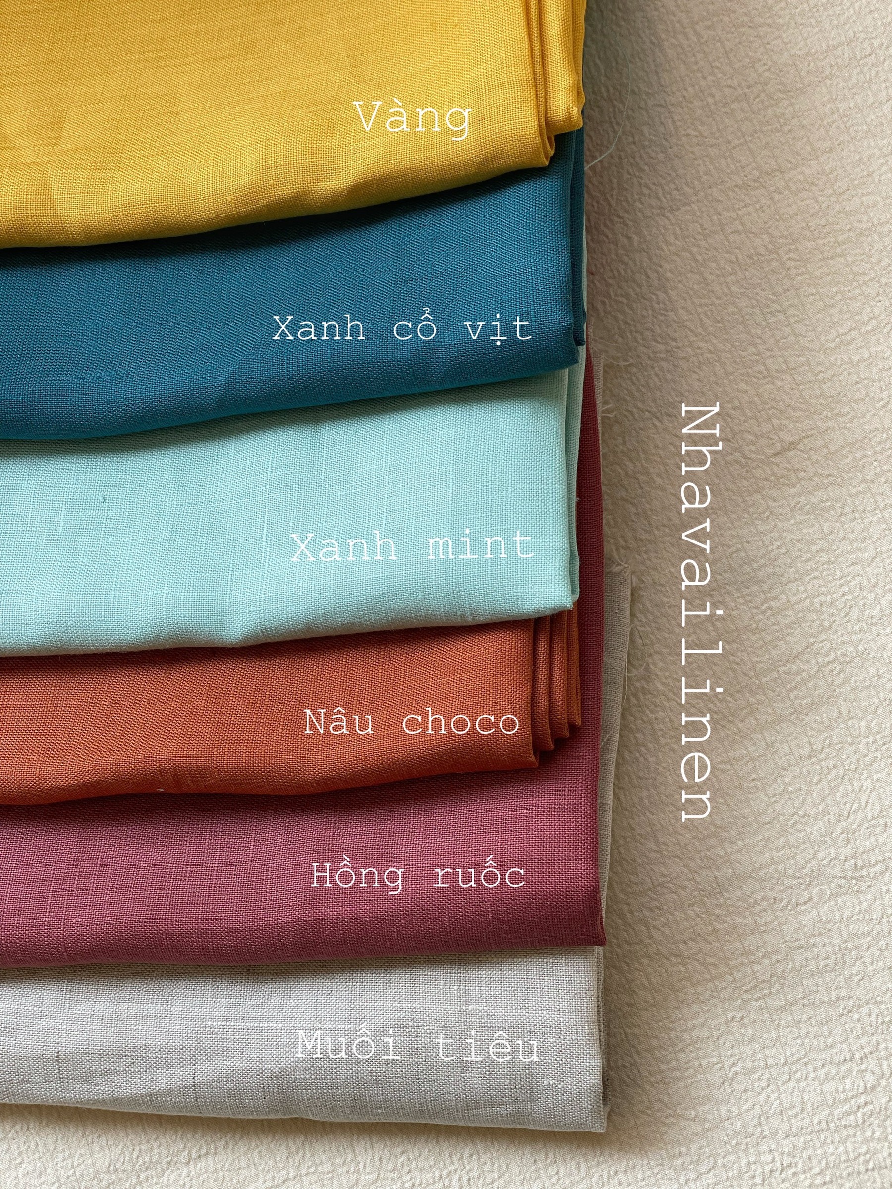 Vải linen tưng premium trơn Nhà Vải Linen