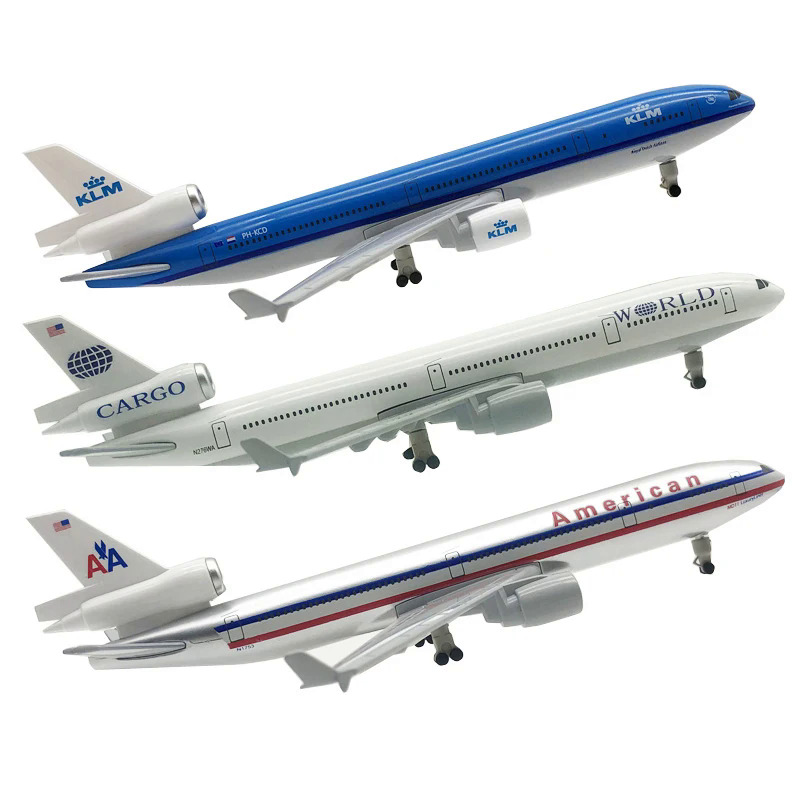 20cm Diecast MD11 MD-11 B777 klm mỹ Thế giới hàng hóa hãng hàng không máy bay với cơ sở hạ cánh bánh xe hợp kim máy bay máy bay đồ chơi