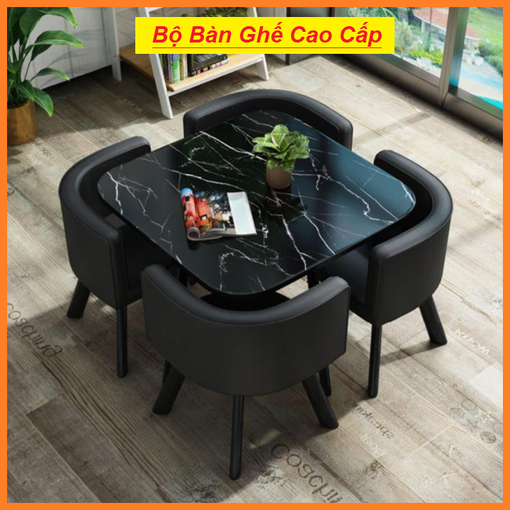 Bộ bàn ăn 4 ghế hình vuông cao cấp khung thép chống gỉ bộ bàn ăn thiết kế mới